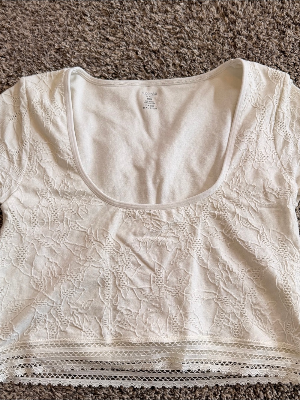 Aerie White Lace Scoop Neck Women's Top